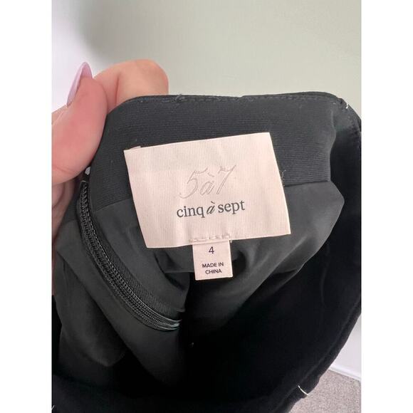 Cinq à Sept Embroidered Pull On High Waisted Midi Pencil Skirt Black US 4 - Picture 7 of 8